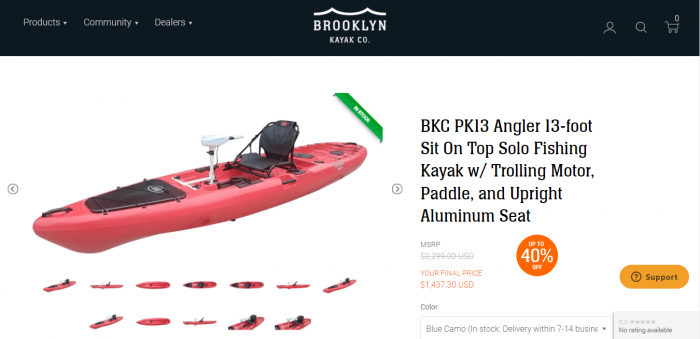 BKC PK13 Angler 13-foot Sit On Top Solo Fishing Kayak